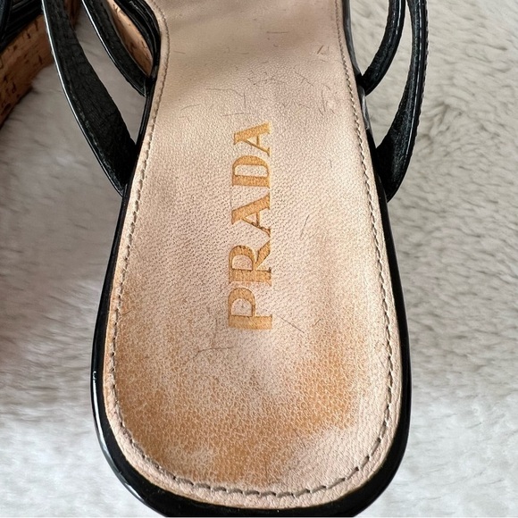 PRADA 35.5 Black Patent Leather Cage Espadrilles 5.5 6 - Picture 7 of 9